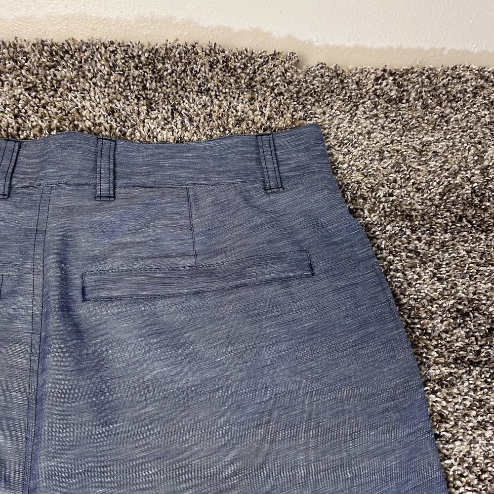 NEW Lululemon Pants Mens Size 33x31 Blue Linen Pleated Trouser Classic Fit Dress